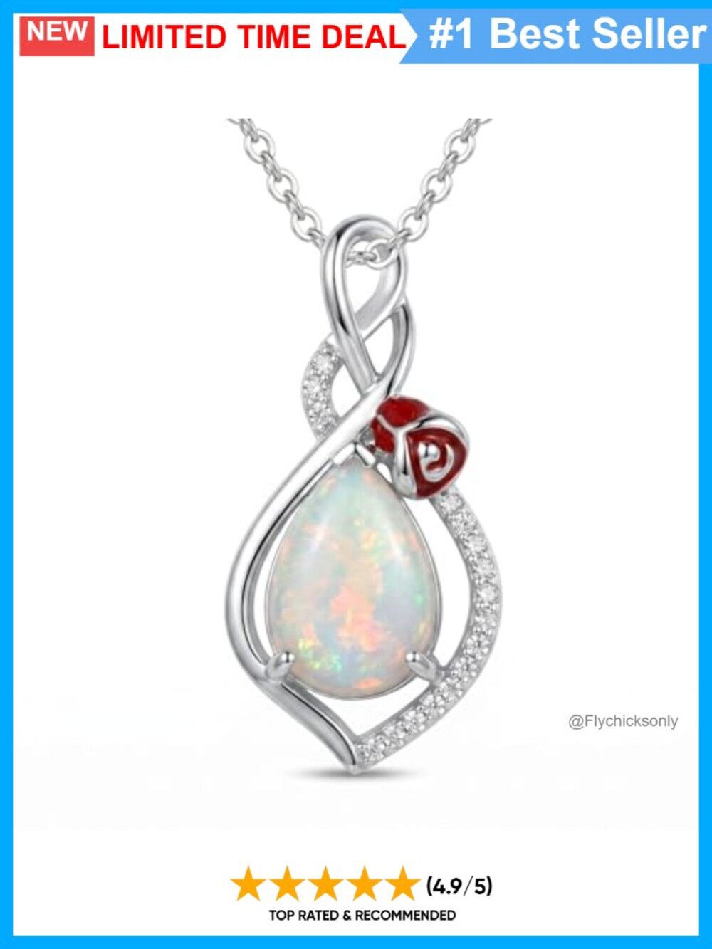 925 Sterling Silver Opal Teardrop Pendant Necklace Infinity Twist 18in